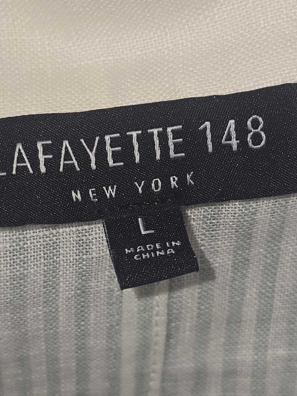 LAFAYETTE 148 NEW YORK ALYSSA LINEN PINSTRIPE BLOUSE SOFT GREEN & WHITE WOMES LG - Picture 8 of 9